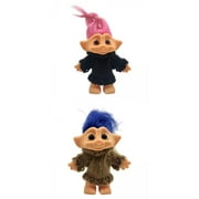 2Pieces 4 Inch Vintage Tiny Troll Dolls Colored Hair Figures Toys