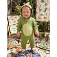thumbnail image 3 of RUINIXCW Nebworn Baby Halloween Dinosaur Costume Infant Baby Girl Boy Halloween Outfit Fall Winter Jumpsuit Waffled Jumpsuit Long Sleeve Hood Romper, 3 of 10