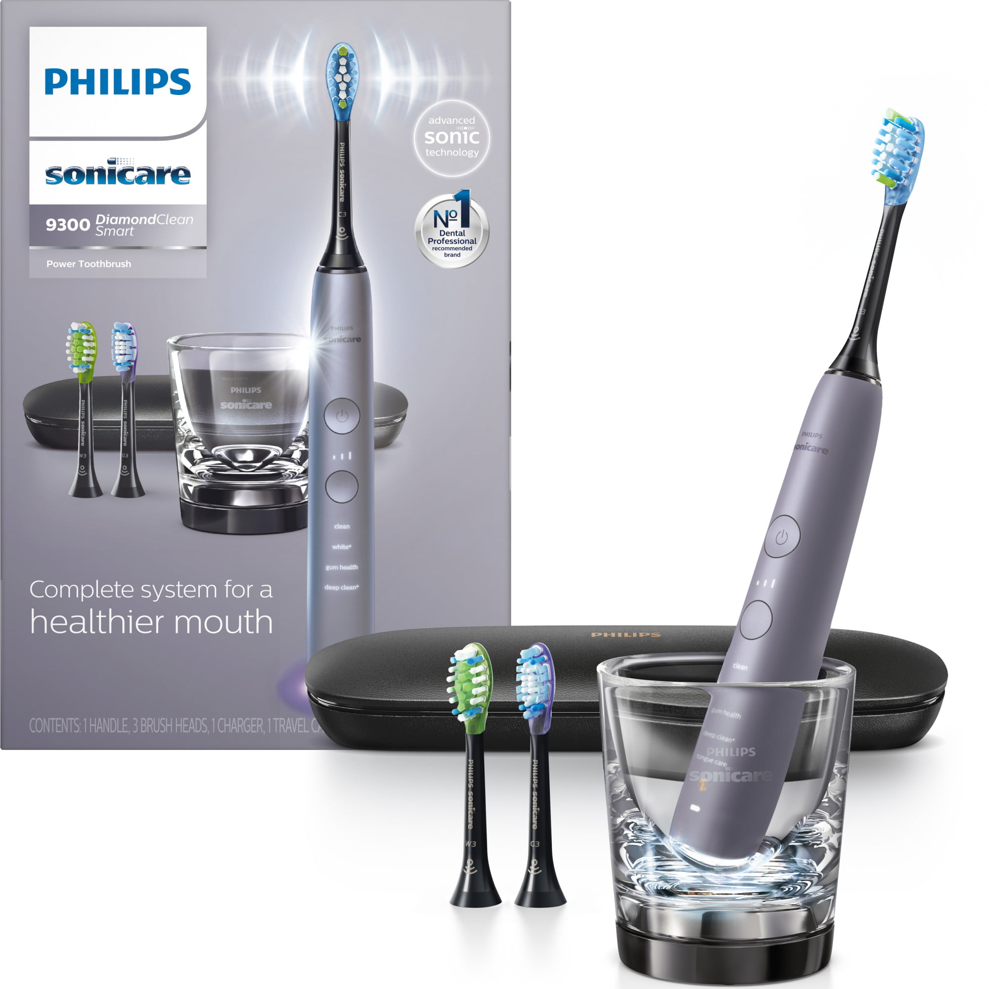 strelen Nadruk agitatie Philips Sonicare Diamondclean Smart Electric, Rechargeable Toothbrush For  Complete Oral Care – 9300 Series, Gray, HX9903/41 - Walmart.com