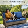 thumbnail image 3 of Ovios 6-Piece Patio Furniture Set All-Weather Wicker Outdoor Conversation Set with Sofa Swivel Chairs and Ottomans, Navy Blue, 3 of 10