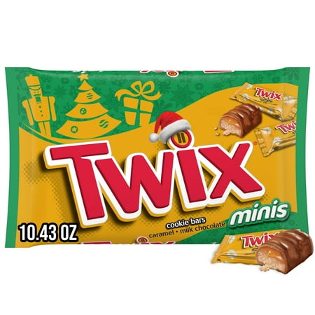 Twix Minis Caramel Cookie Bar Christmas Candy, 10.43 oz Bag
