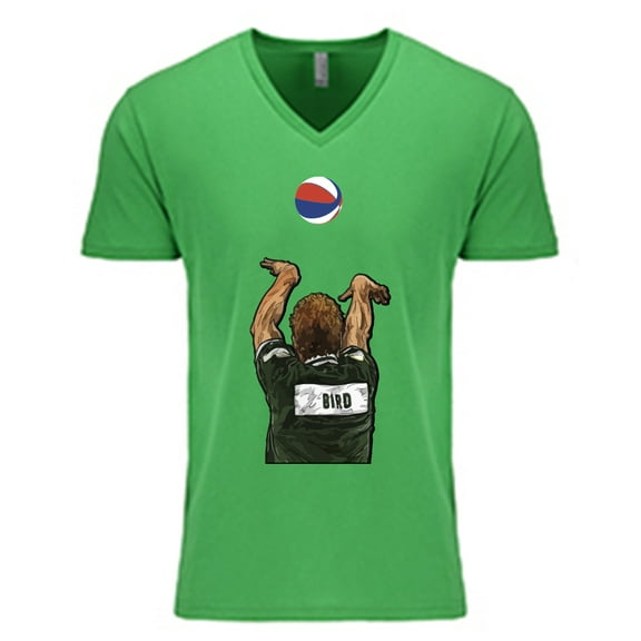 MENS V NECK Larry Bird 3 Point Champ Boston Shirt T-Shirt