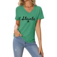 thumbnail image 2 of TSADFHJI T-Shirts pour Femmes Coton Plus T-Shirt Décontracté Imprimé Cœur de la Saint-Valentin Col Rond Manches Courtes G Vert Clair, 2 of 4