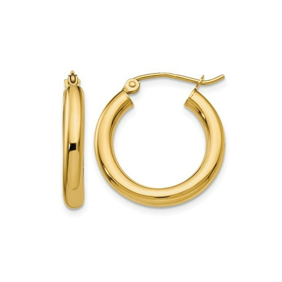 Primal Gold 14K Yellow Gold 3mm Lightweight Tube Hoop Earrings