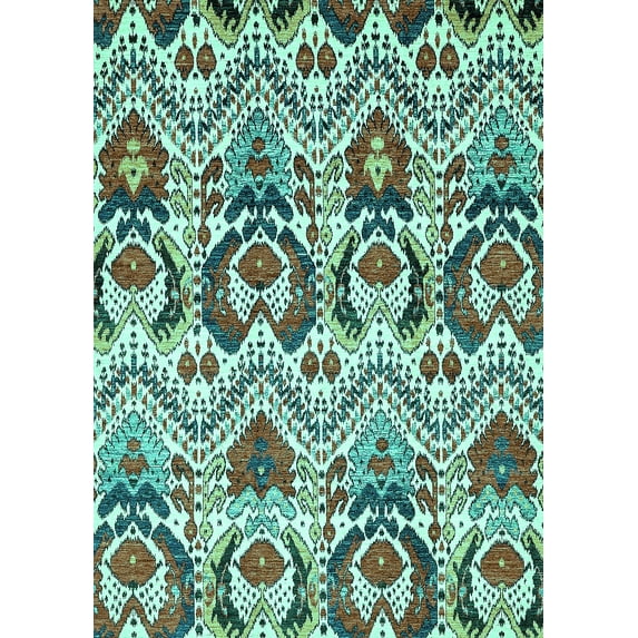 Ahgly Company Indoor Rectangle Abstract Turquoise Blue Modern Area Rugs, 2' x 3'
