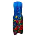thumbnail image 5 of up to 60% off Gifts Usmixi Dresses for Women Fashion Loose Pocket Ruffle Layer Swing Tunic Tank Long Dresses Sleeveless V-Neck Floral Print Summer Maxi Formal Dress Blue m, 5 of 5