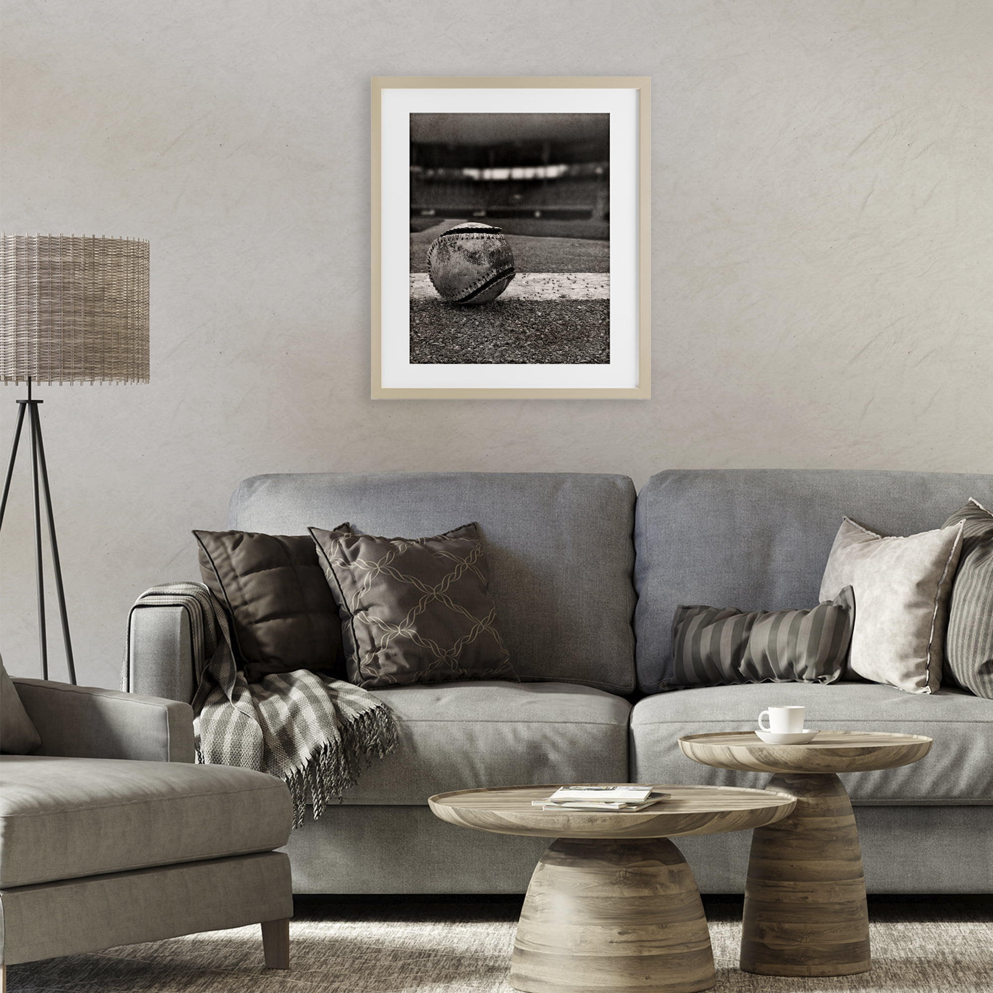 Stupell Industries Vintage Sports Weathered Baseball Birch Framed Print Under Glass, design by Marcus Prime