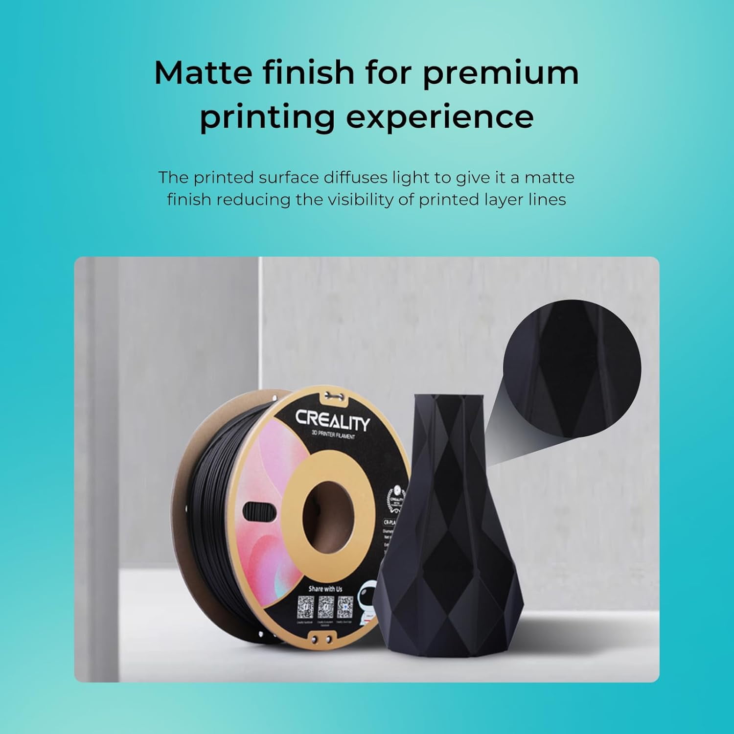 PLA Matte 3D Printer Filament 1.75mm, Matte PLA 1kg Spool (2.2lbs), Dimensional Accuracy +/- 0.02 mm, Fits for Most FDM 3D Printers (Matte White)