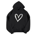 thumbnail image 4 of Women's Love Sweatshirts and Hoodies Heart Printed Drawstring Hooded Pullover Long Sleeve Casual Cute Tops (M, Black), 4 of 4