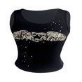 thumbnail image 5 of FNNMNNR Women Crop Vest  Sleeveless Off Shoulder Wing Star Print Knitting Elastic Black Tops, 5 of 8