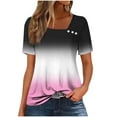 thumbnail image 2 of Xdegoge Summer Tops for Women Under 10 Plus Size Tees Short Sleeve V Neck T Shirt Fashion Gradient Printed Summer Tunic Tops Loose Fit Casual Blouses Previous Orders of The Week, 2 of 7