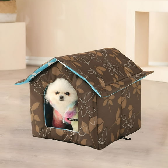 LAMIRO Winter House with Self Warming Pad-Outdoor Indoor Weather-Proof Heat Insulated Shelter Enclosure for Cats Dogs Rabbits- Portable Water-Proof Tent for Feral