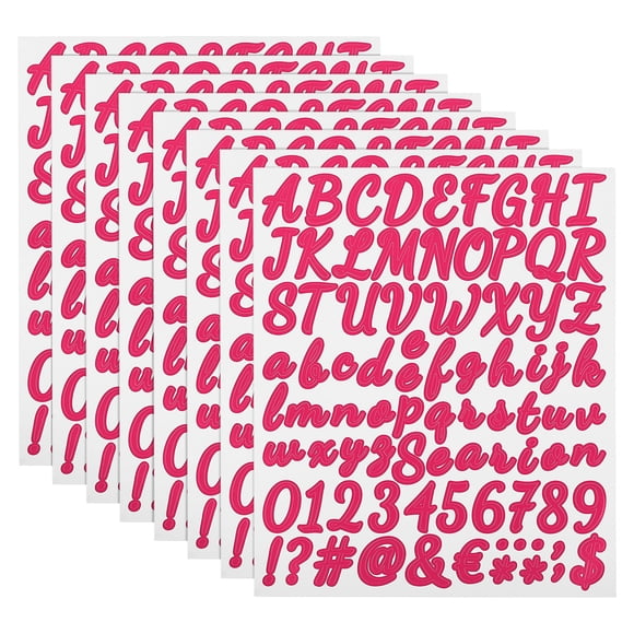 Uxcell Letter Number Stickers Kit, Self Adhesive Vinyl Cursive Alphabet Decals for Mailbox Sign Fuchsia