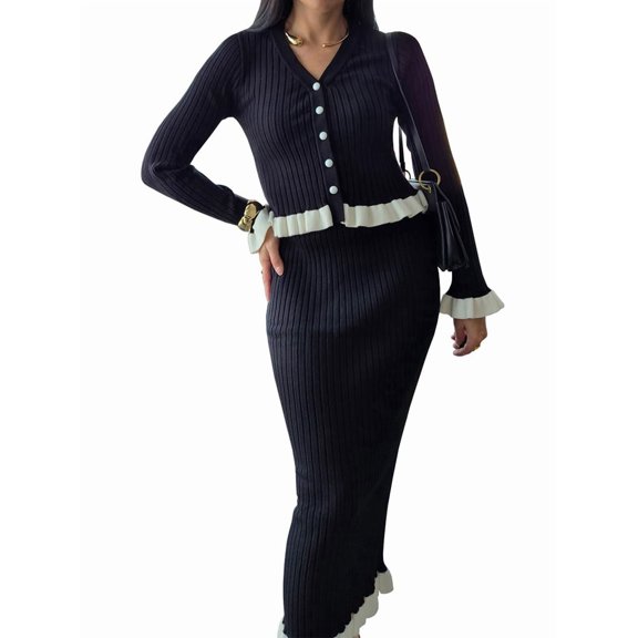 Womens Sweater Sets 2 Piece Outfits Sweater Skirt Set
