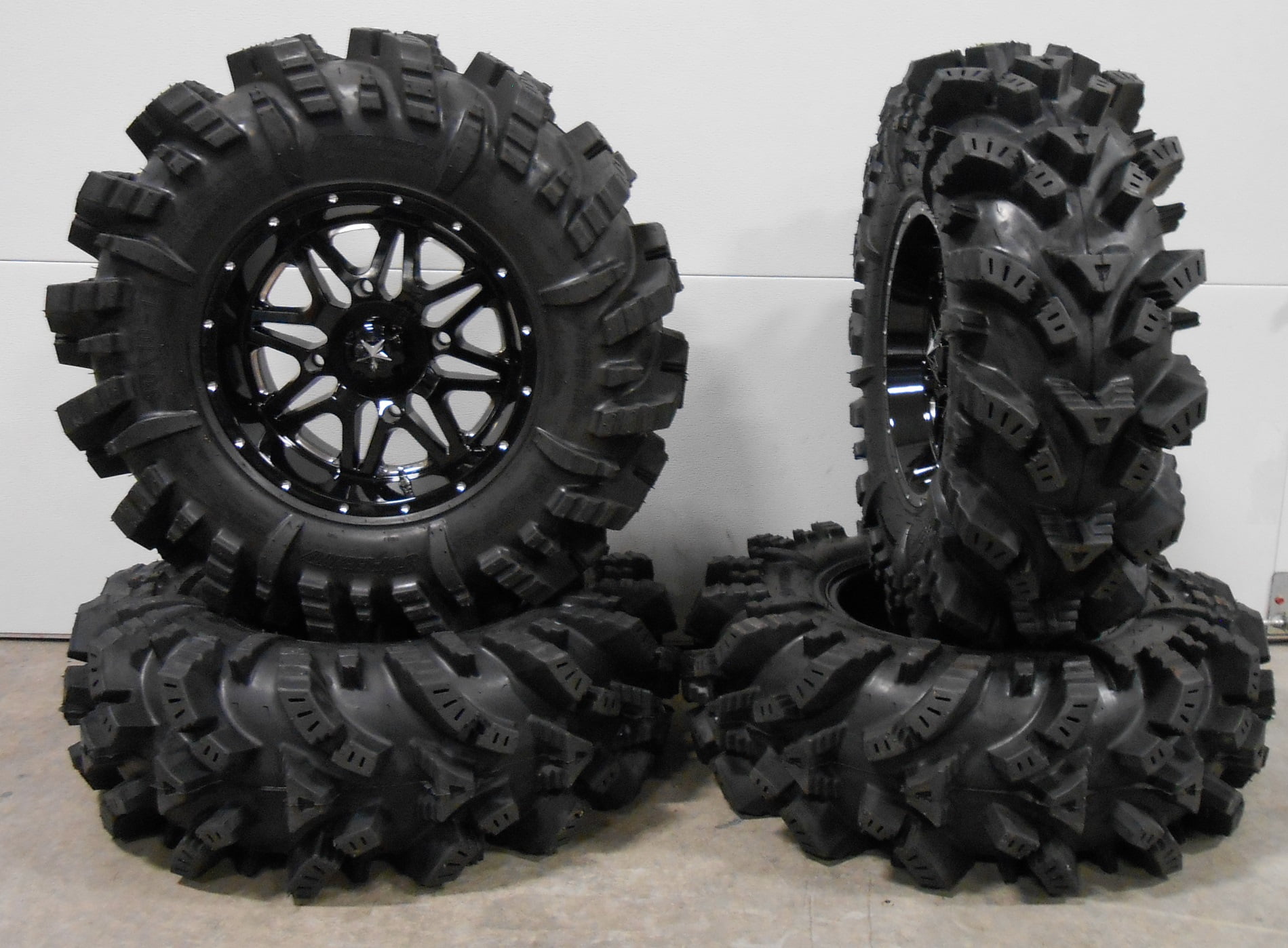 MSA Black Vibe 14" UTV Wheels 30" Intimidator Tires Polaris RZR XP 1000