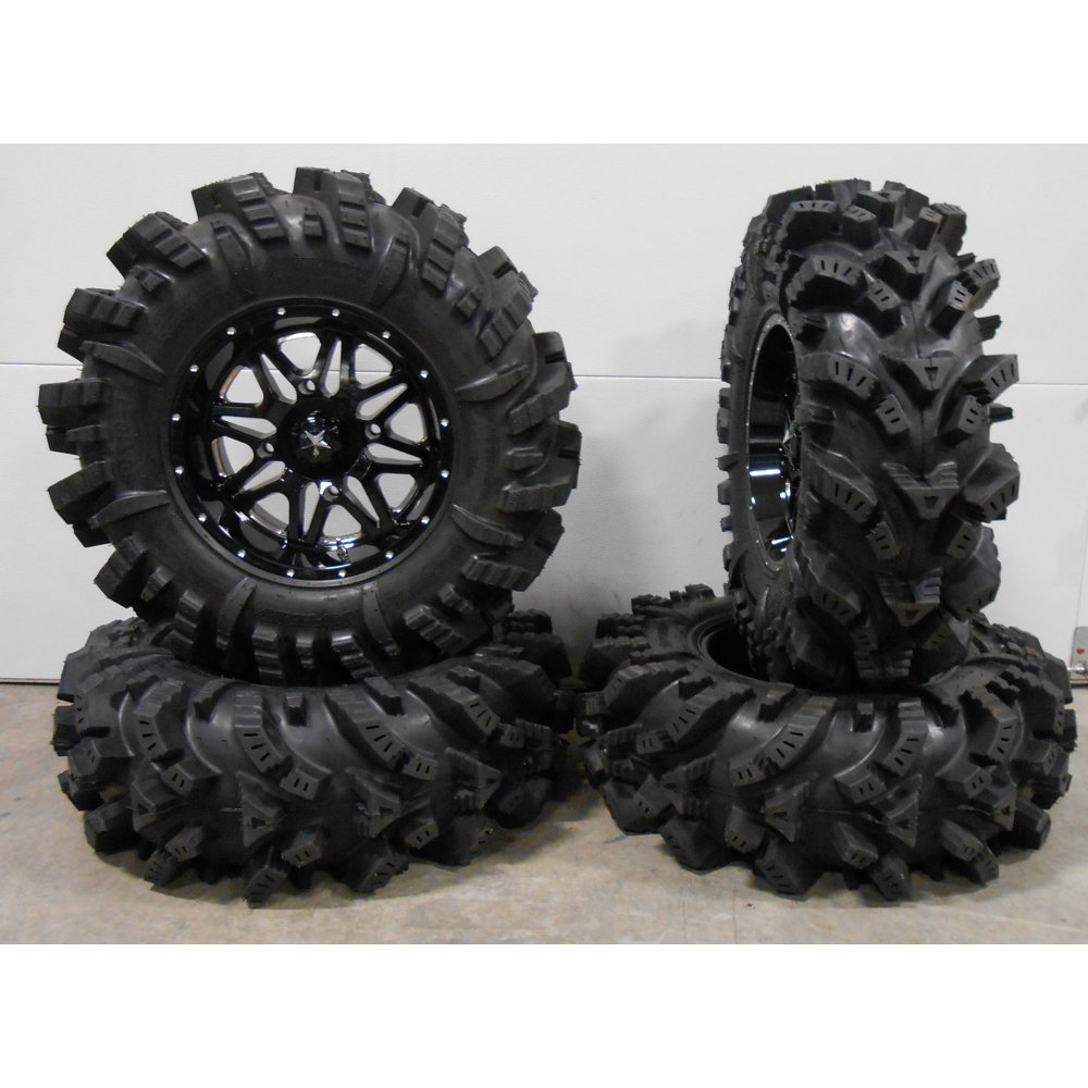 MSA Black Vibe 14" UTV Wheels 30" Intimidator Tires Polaris RZR XP 1000