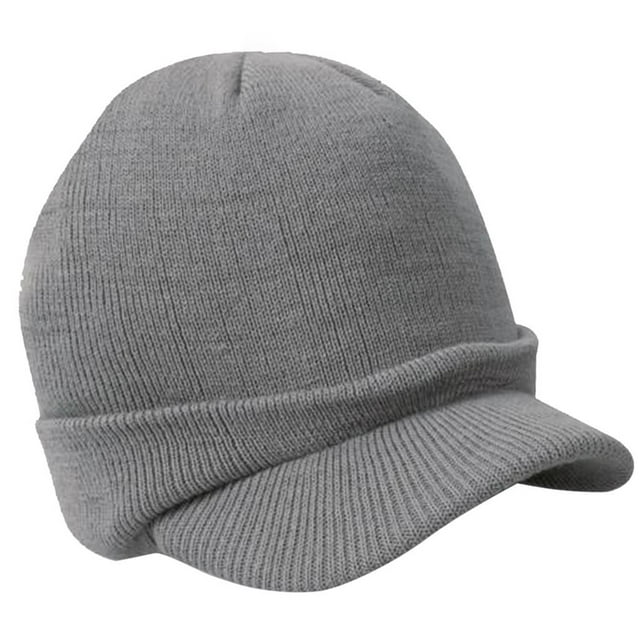 Sombrero de esquí de invierno Yuyangstore térmico con visera unisex tejido cálido Gris claro