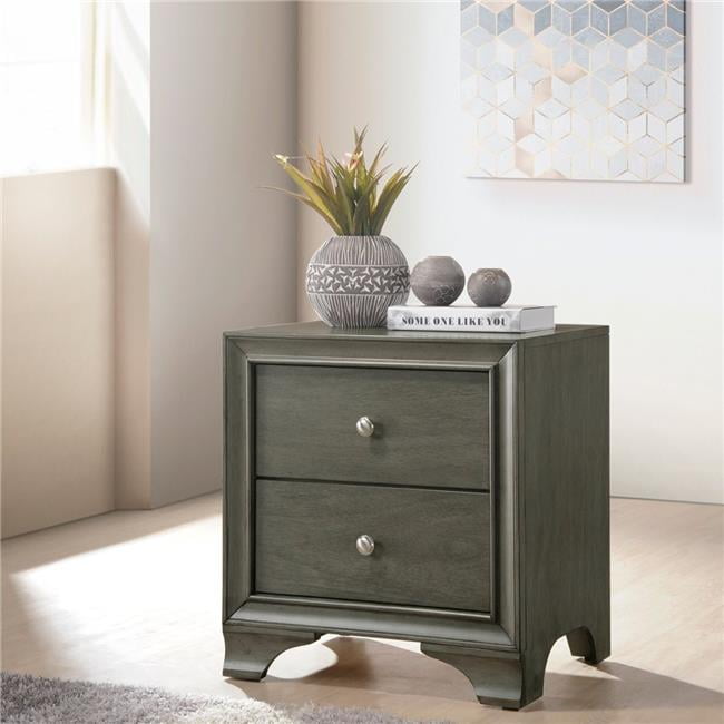 Benzara Bm177751 Wood Nightstand With 2 Drawers 44 Gray 24 06 X 16 61 X 22 05 In Walmart Canada