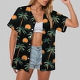 thumbnail image 2 of felwors Women Hawaiian Shirt Tropical Summer Beach Hawaii Shirts Floral Tropic Short Sleeve Button Up Top Blouses Aloha Luau Outfit (Black, S), 2 of 5