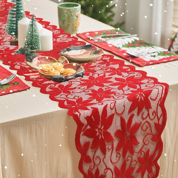 Christmas Table Decor,Dining Table Set,Celebrate in Style with Our Festive Table Flag Set the Stage for A Merry Christmas with Joyful Table Decor Settings and Beautifully Designed Tablecloth