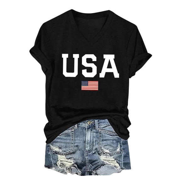 Plus Size USA Shirts For Women Patriotic Shirts For Women Plus Size Vneck Tshirts American Flag Shirts Women Plus Size USA Shirts For Women Graphic T-Shirts Going Out T-Shirt Summer T-Shirt