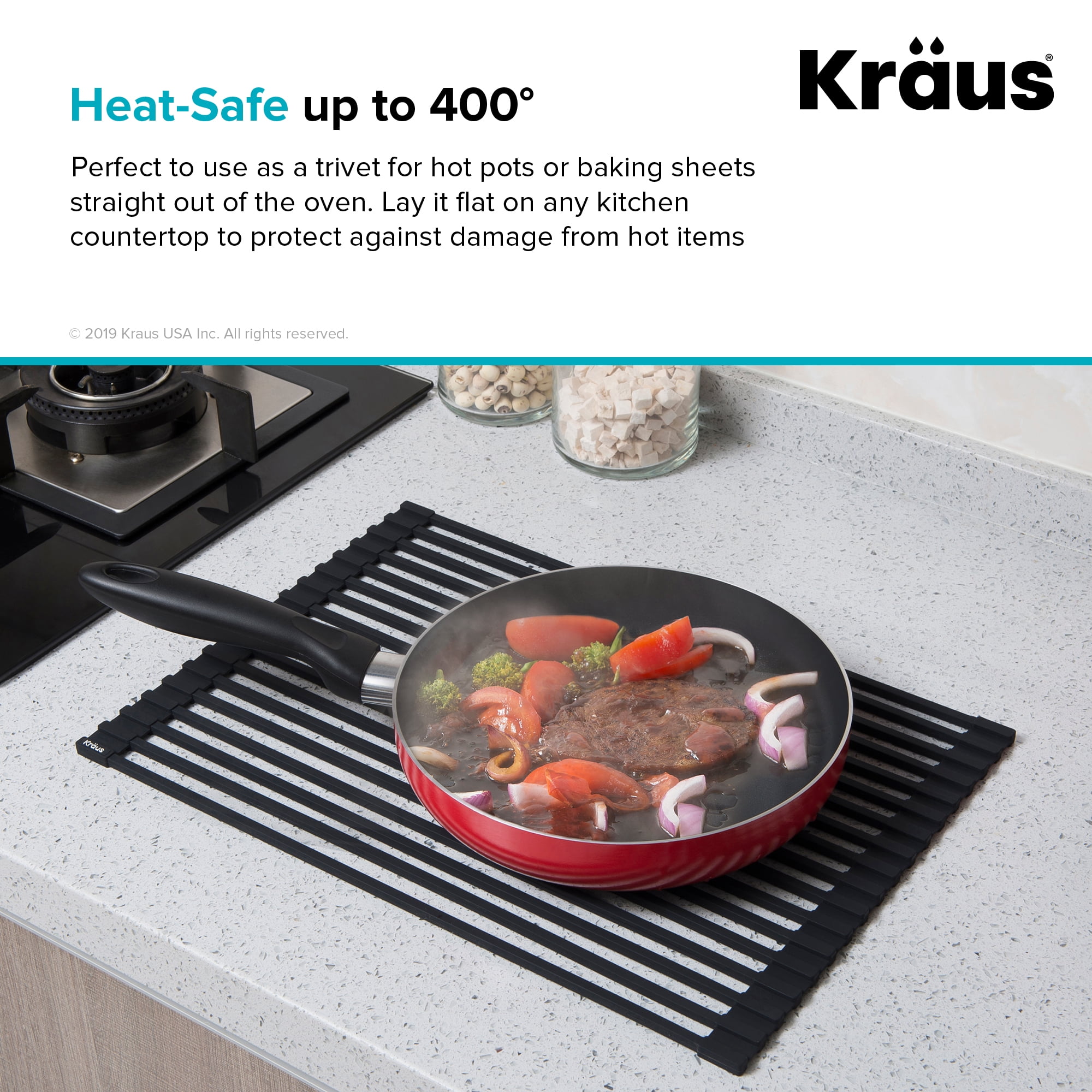 Kraus Multipurpose Workstation Sink Roll-Up Dish Drying Rack in Light Grey