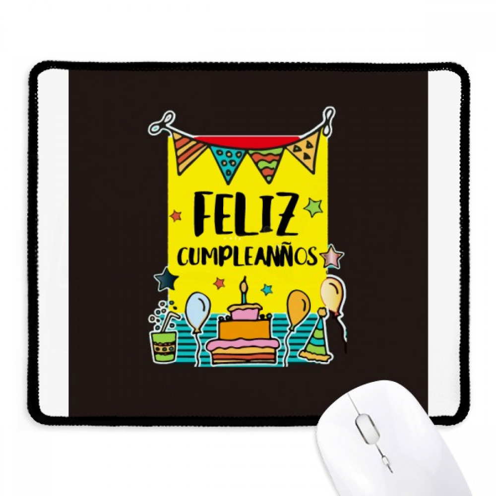 Spanish Food Birthday Language Word Mousepad Stitched Edge Mat Rubber