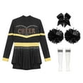 thumbnail image 3 of LiiYii Kids Girls Cheer Leader Dance Outfit Cheerleading Skirt Set Stage Party Performance Dress Up Black B 8, 3 of 5