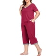 thumbnail image 3 of Cueply Women Plus Size Pajamas Set Short Sleeve Pjs Sleepwear Loungewear Nightwear with Pockets, 3 of 6