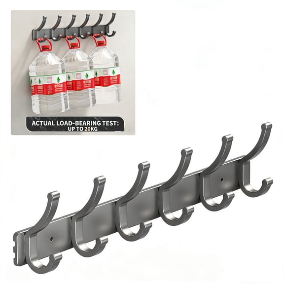 Coat Rack Wall Mount with 6 Hooks, Metal Coat Hooks for Jackets, Hats & Bags, Key Holder Wall Mount for Hallway, Bathroom & Mudroom Storage