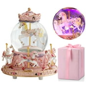 LOVE FOR YOU Gift Wrapped Carousel Horses Music Box Color Changing LED Lights Musical Snow Globe Unicorn for Women Kids Girls Mom Daughter Granddaughter Mothers Day Birthday Gifts You Are My Sunshine