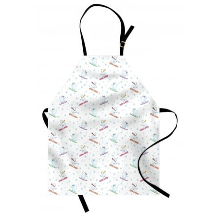 - Bear Apron Funny Polar Teddy Bears on Snowboards Skiing with Scarf and Glasses Ornate Snowflakes, Unisex Kitchen Bib Apron with Adjustable Neck for Cooking Baking Gardening, Multicolor, by Ambesonne