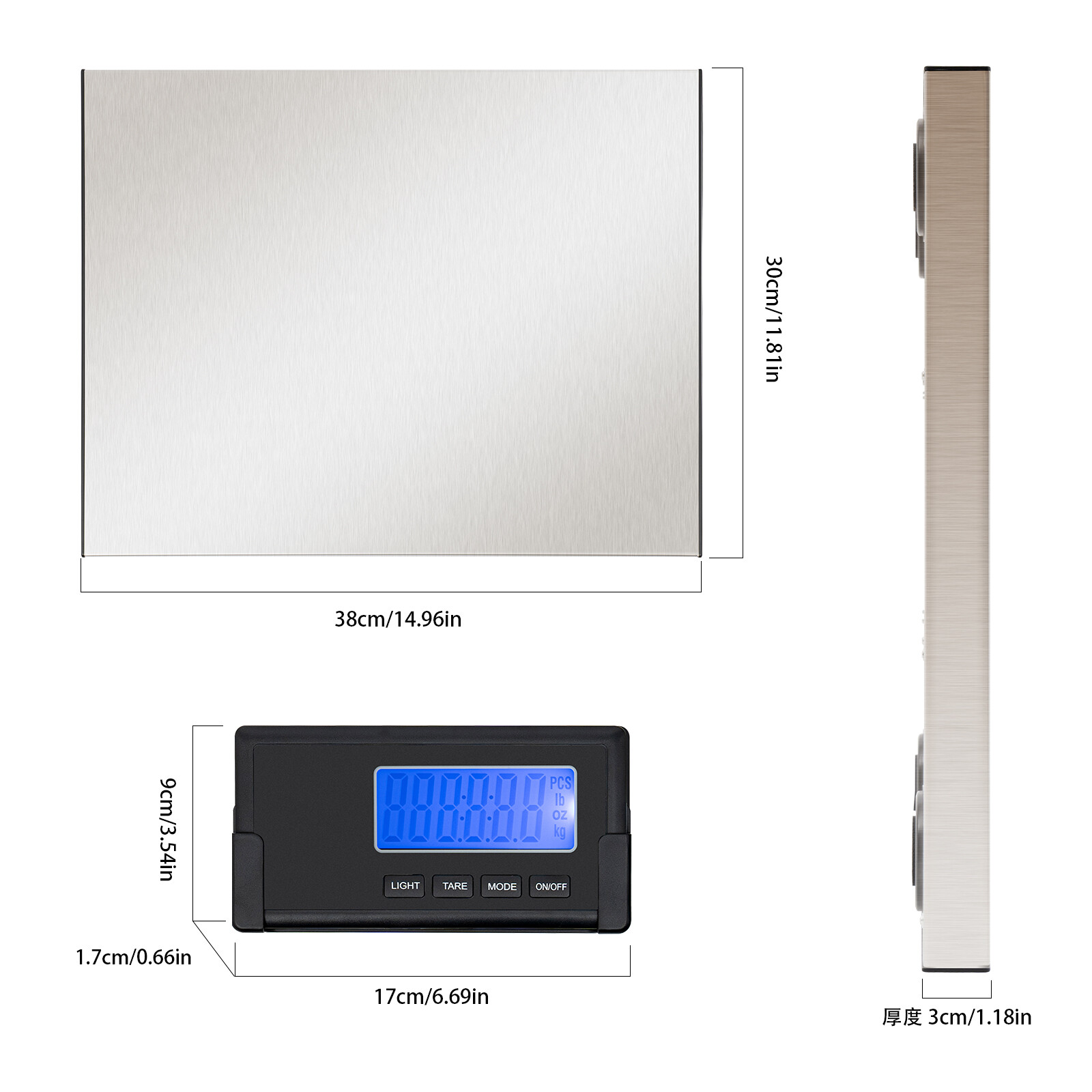 Miumaeov 180kg/396lbs Digital Shipping Scale Lightweight Scale Packages Electronic Scale Cordless LCD Display