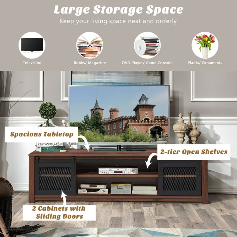 Finihen TV Stand, TV Cabinet, TV Stand Entertainment Center for TV's up to 65 Inch with Adjustable Shelves, Media Entertainment Center with Storage, for Living Room, Bedroom, Brown