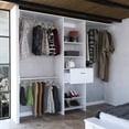 thumbnail image 3 of White 250 Closet For Bedroom - 5 Open Shelves, 1 Drawer, 3 Metal Rods Modern Decor In White, Graceful Vibe, 3 of 3