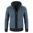 thumbnail image 2 of Maoxin Men Jacket Men's Vintage Knit Solid Color Pocket Zipper Long Sleeved Hooded Casual Jacket Jacket Coats , Blue , 3XL, 2 of 3