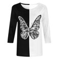 thumbnail image 3 of Hauts à Manches 3/4 pour Femmes Mode Féminine T-Shirt Imprimé Ample Blouse Mi-Longue à Manches 3/4 Col Rond Hauts Décontractés T-Shirts en Coton pour Femmes T-Shirts pour Femmes Mode, 3 of 7