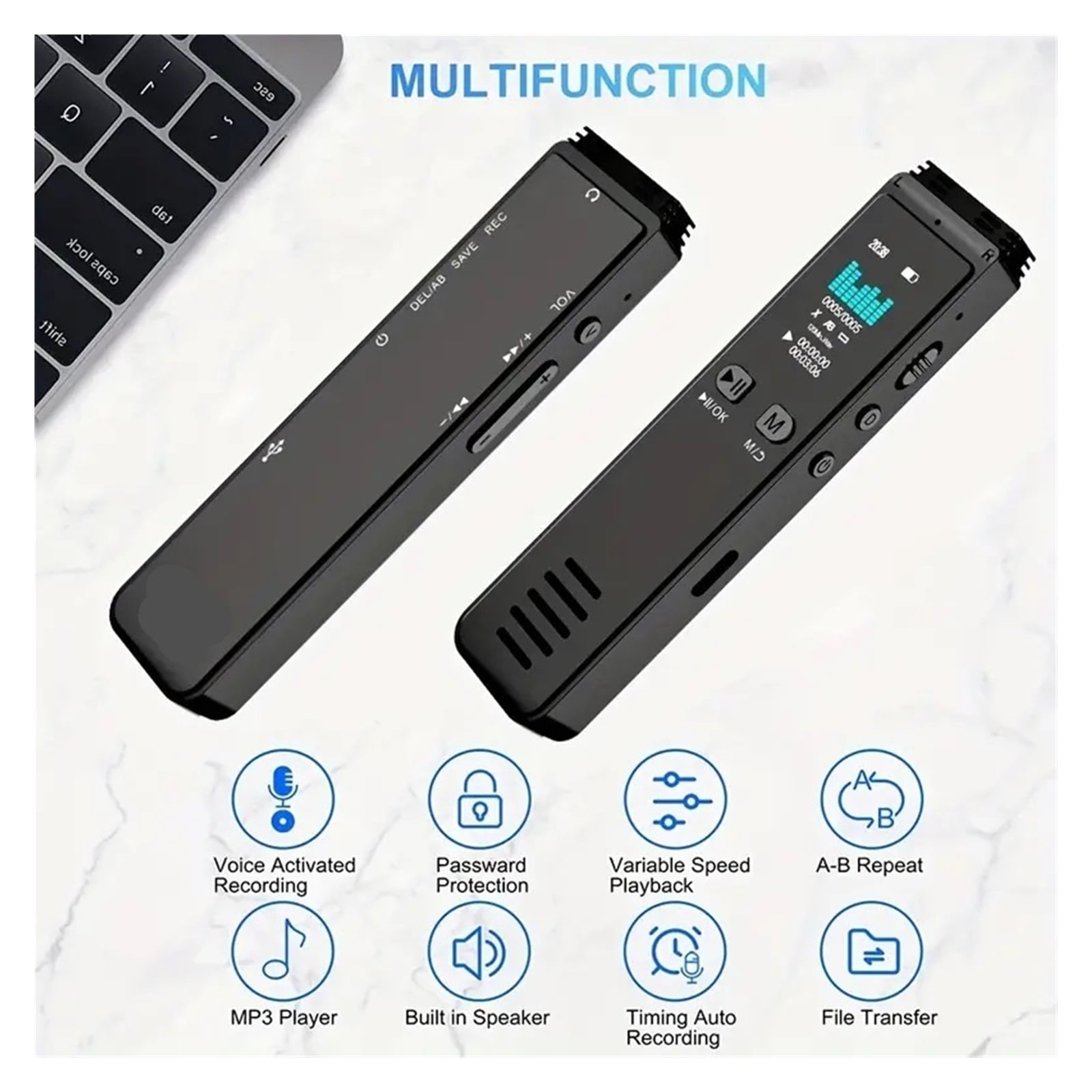 Voice Activated Digital Recorder USB Pen Phone Call Recording A Key Fast Mp3 Play