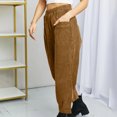 thumbnail image 6 of qolati Corduroy Pants for Women Elastic High Waisted Cargo Pants Casual Loose Tapered Work Pull On Ankle Cropped Lounge Trousers with Pockets Khaki XXL 12, 6 of 8