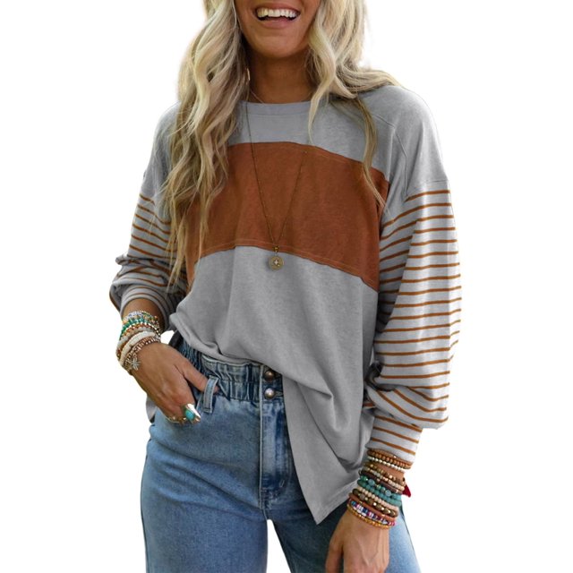 Blusa Dokotoo para mujer, manga larga, casual, holgada, gris