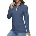 thumbnail image 2 of Chbgutlmr Workout Tops for Women Quarter Zip Lapel Neck Long Sleeve Breathable Athletic Tops for Golf Baseball, 2 of 5
