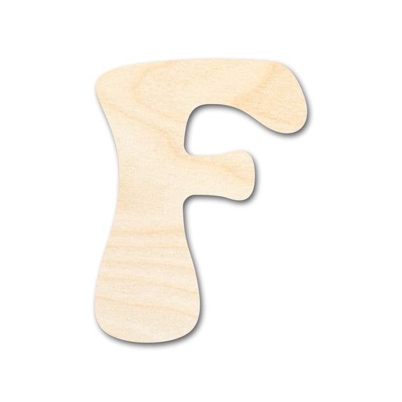 Unfinished Wood Groovy F Font Shape 42" / 1/2"