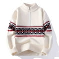 thumbnail image 2 of Stamzod Christmas Sweaters for Men Gifts Fashion Christmas Printed Long Sleeve Quarter Zip Sweater Casual Plus Size Sweatshirts for Men White C M, 2 of 3