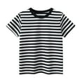 thumbnail image 2 of Cethrio Boys Cotton T-shirts, Soft Crew Neck Striped Short Sleeve Summer Tops for Boy Black Size 6, 2 of 3
