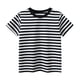 thumbnail image 3 of Blusas y camisas de manga corta con cuello redondo Camiseta de rayas de manga corta con cuello redondo de verano para niños Top informal versátil para bebés para usar al aire libre Conjunto de poliést, 3 of 4