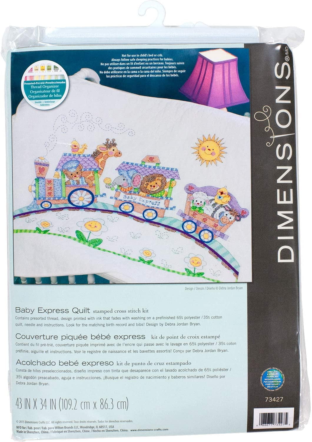 Dimensions Stamped Cross Stitch Baby Express Diy Baby Quilt 34 X 43 Baby Express Cross Stitch Quilt Kit Includes Cotton Embroidery By Brand Dimensions Walmart Com
