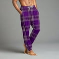 thumbnail image 4 of Wutalume Men's Drawstring Pocket Cuffed Casual Pants with Checkered Pattern, Soft Home Sleep Pants for Comfortable Wear and Relaxation,Purple XL, 4 of 7
