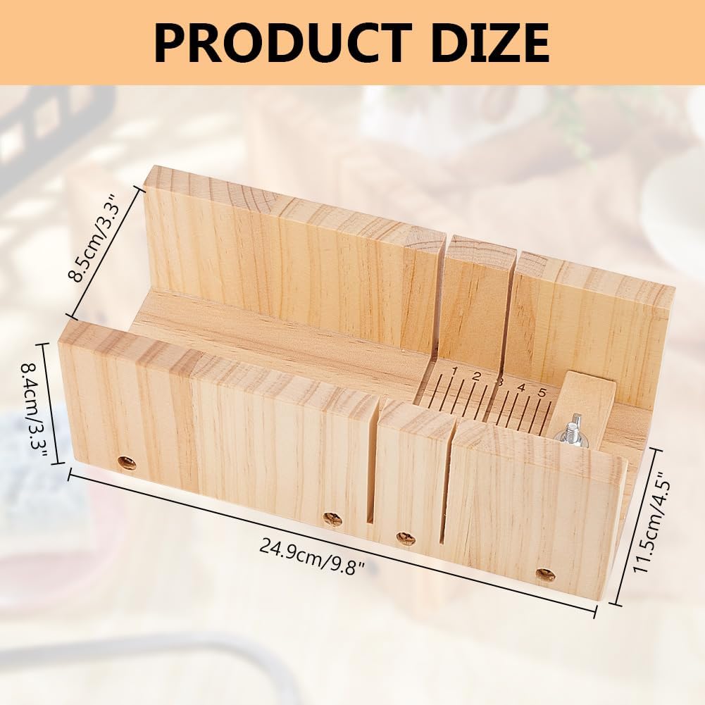 Wooden Soap Cutting Box Soap Loaf Cutter Soap Cutter Mold Adjustable Wood Soap Cutting Tool Soap Trimming for DIY Handmade Soap Making Candles Trimming 1 Piece 25x11.5x8.5cm