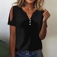 thumbnail image 2 of ibuvkizy Womens Tops Women's Summer Fashion Solid Color V-neck Casual Short Sleeved Top Short Sleeved V-neck Top/Shirt, Plus Size Shirts for Women,Summer Tops Casual T Shirts for Women, 2 of 7
