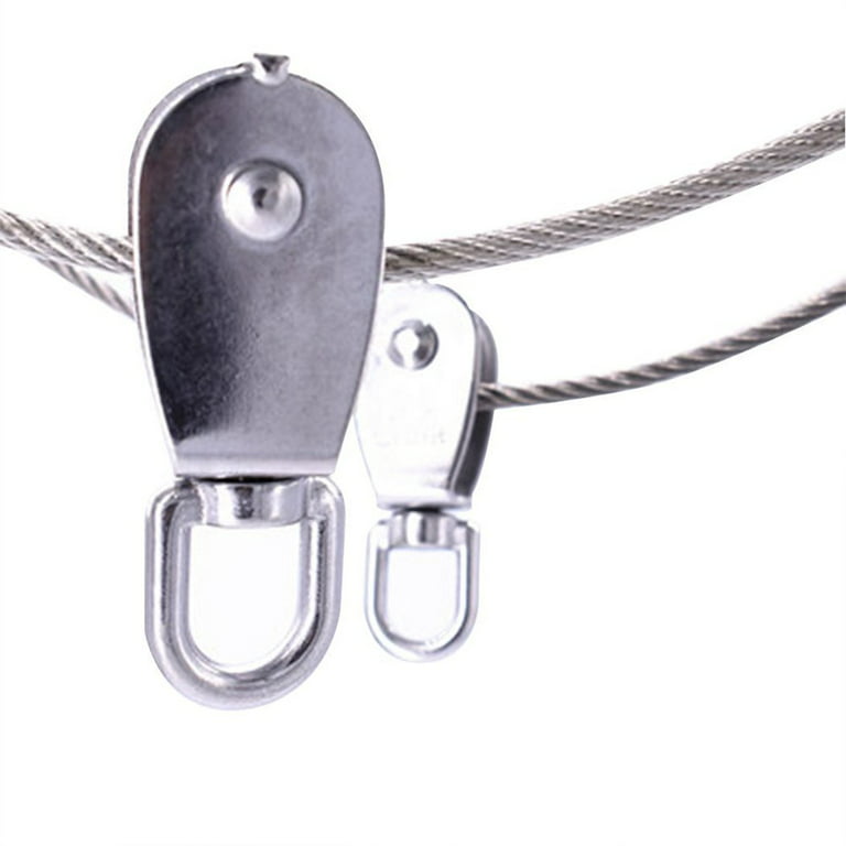 Stainless Steel Wire Rope Crane Pulley Block M20 Lifting Crane Swivel Hook  Single Pulley Block Hanging Wire Towing Wheel 6Pcs